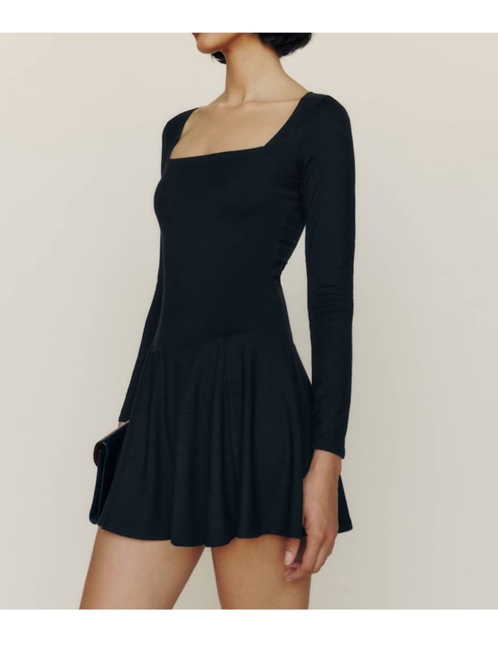 Reformation Coen Black Knit Mini Dress NWT